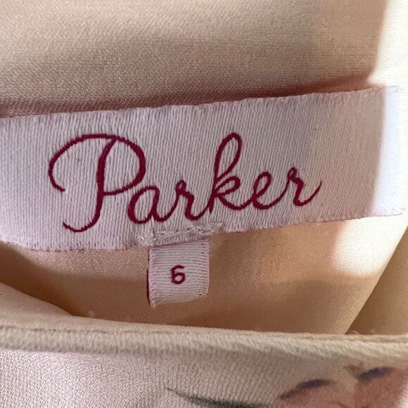Parker Womens White Multicolor Yuna Dress Mini Floral Pleated Hem Tie Back Sz 6 - Picture 4 of 6